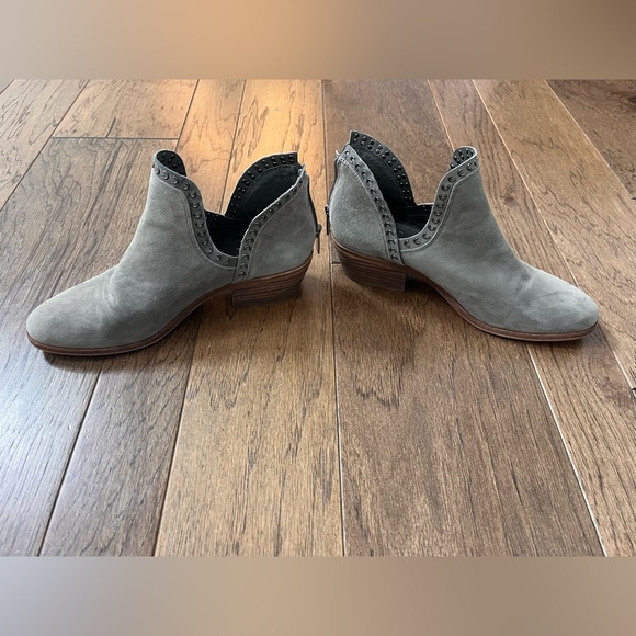 Vince Camuto Gray Suede Ankle Booties with Stud Accents - Picture 3 of 10